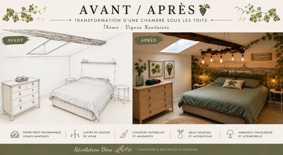 transormation chambre sous les toits theme vignes de nantes-web Avant / Après : transformation d'une chambre sous les toits